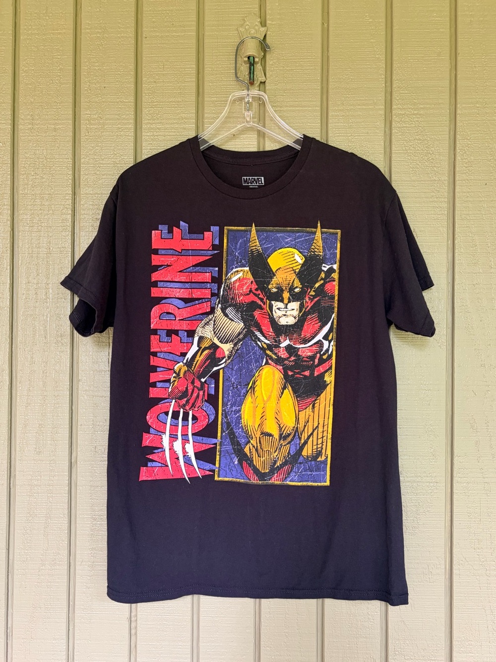 Marvel Wolverine Men's T-Shirt Medium Black Graphic Tee X-Men Comic Panel